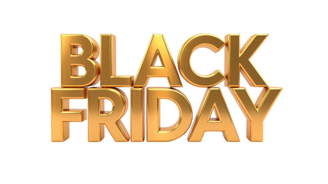 Golden text representing Black Friday sales event, emphasizing discounts and shopping excitement
