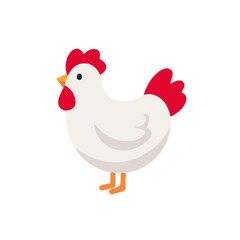 A simple and modern flat 2D vector of a Chicken, isolated on a pure white background.