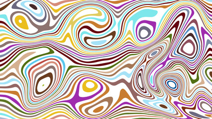 ABSTRACT ILLUSTRATION MARBLED TEXTURE LIQUIFY PSYCHEDELIC COLORFUL DESIGN. OPTICAL ILLUSION BACKGROUND VECTOR 