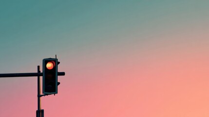 Traffic light silhouette against a pastel gradient background, clean simple composition emphasizing shape and form