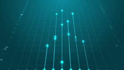 Digital graph displays dynamic data growth and financial trends with glowing points on a grid - Powered by Adobe