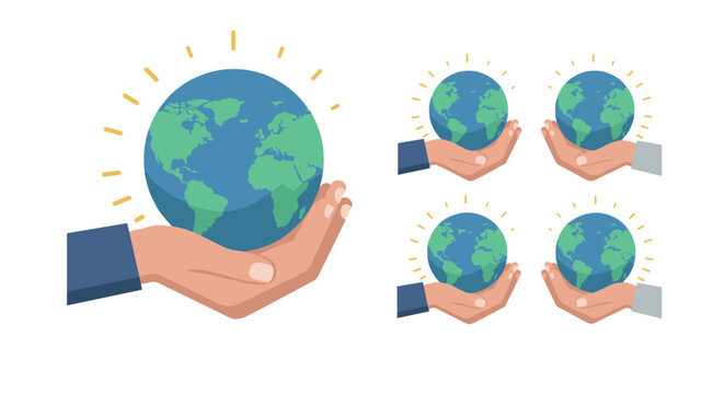 Hands holding earth globe symbolizing global unity and environmental care