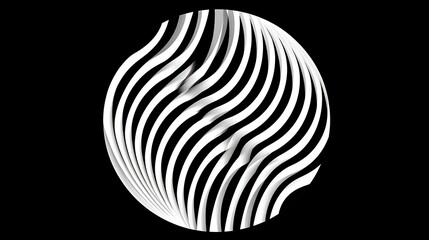 Minimalist Geometric Moir&eacute; Illustration with Abstract Wave Patterns on Black
