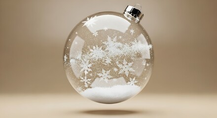 Captivating transparent Christmas ornament filled with delicate snowflakes and fluffy snow