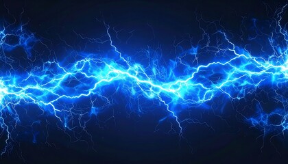 Dynamic illustration of a vibrant blue energy stream, crackling and branching against a dark background. Abstract concept