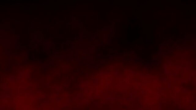 Red smoke or fog overlay moving on black background. Slow motion of mist cloud, steam, misty fog special effect. Colorful steam slowly moving. Seamless looping animation, 4K video