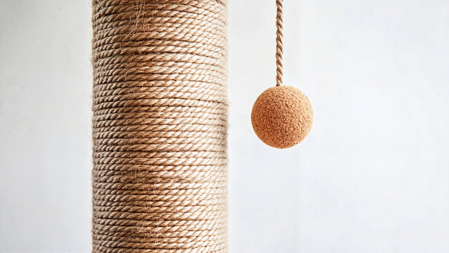 High-quality premium cat scratching post featuring textured rope, e-commerce listings, pet care brochures, product catalogs, advertising banners, online pet store visuals,  stock images 