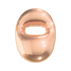 Number o in Shiny Golden Metallic Style