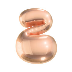 Number 2 in Shiny Golden Metallic Style