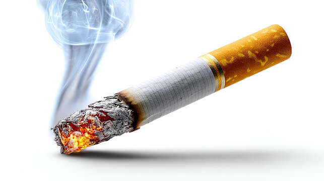 The Smoldering Cigarette: A cigarette smolders, its ember glowing with intensity, as wisps of smoke curl upwards, casting a shadow of the consequences.