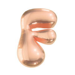 Letter f in Shiny Golden Metallic Style