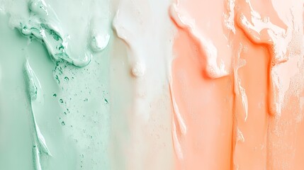 Fototapeta premium Pastel color paint strokes with a smooth, creamy texture create a soft and calming visual effect