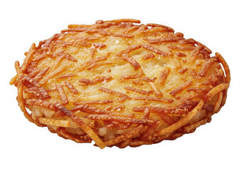 Golden brown crispy hash brown patty isolated on transparent background