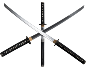 Elegant Wakizashi and Katana Duo with Samurai Craftsmanship, Transparent Background