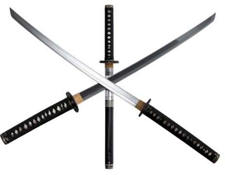 Elegant Wakizashi and Katana Duo with Samurai Craftsmanship, Transparent Background