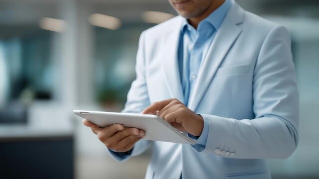 Insurance specialist guiding client through digital claim process on tablet, symbolizing efficiency, customer support, transparency, and technology-enabled service experience. cinematic color
