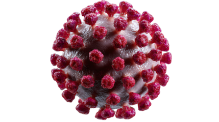 Microscopic Menace: A meticulously detailed depiction of the novel coronavirus, showcasing its menacing structure in vibrant hues.
