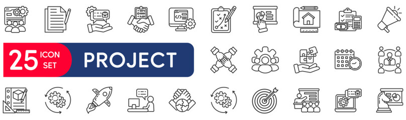 Management set of web icons in linear style. vector illustration concept relate to product, task, list, checklist, revenue, content, innovation, target, setting, control