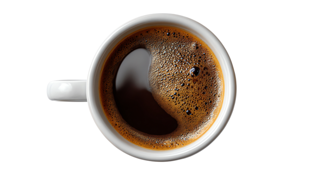 Coffee Cup: A classic ceramic coffee cup brimming with rich, dark brew. The image captures the inviting aroma and the comforting warmth associated with the start of a new day.