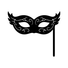Masquerade Mask Silhouette, Venetian Carnival Party Icon