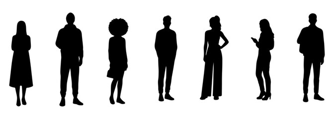 Group of Young People Silhouette - Diverse Community Standing Together
