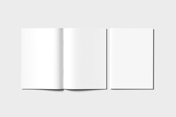 Fototapeta premium Blank A4 photorealistic brochure mockup on light grey background.
