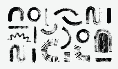 Abstract Black Brushstroke Vector Shapes Set