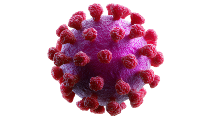 Microscopic menace: a detailed, vibrant depiction of a virus, showcasing its intricate structure and potential threat. 