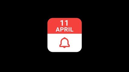 11 April Calendar with Notification Bell Animation | Event Reminder Concept