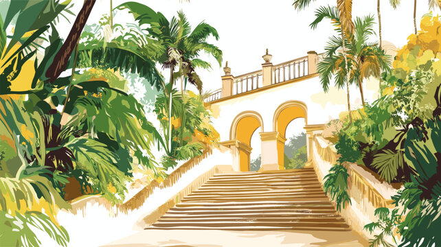 Lapa Arches and Selaron Steps. Lapa Arches and Selaron Steps hand drawn watercolor illustration