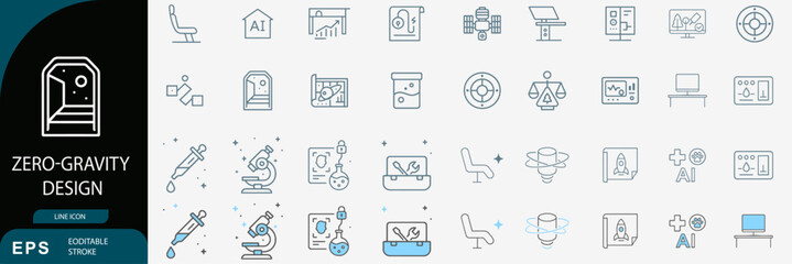 Zero-gravity design icons and illustrations set. Space living concept collection. Vector illustrator