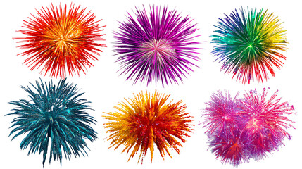 Colorful Firework Spectacle: A vibrant display of fireworks explodes in a kaleidoscope of colors, lighting up the night sky with streaks of light, a moment of celebration and joy.