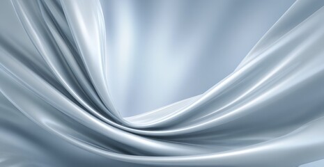 A smooth, elegant drape of light gray fabric, showcasing flowing folds and a soft, subtle texture.