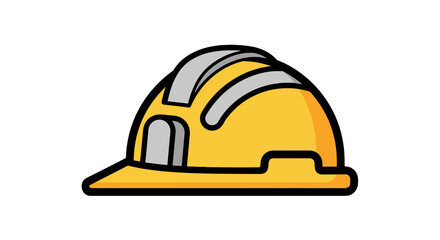 Fototapeta premium A yellow hard hat with gray accents offers head protection in construction and industrial environments. Safety first!
