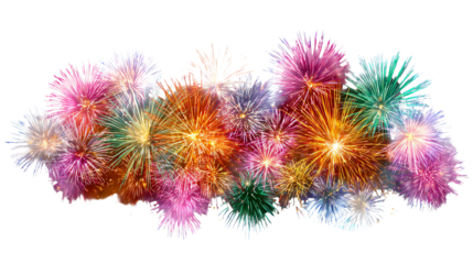 Spectacular Fireworks Display: A vibrant display of colorful fireworks explodes across the night sky, illuminating the darkness with bursts of light and celebration.