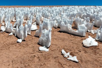 Ice formations in the Siloli desert, Uyuni salt flat region, Bolivia, South America.