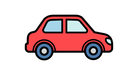 Naklejka premium Stylized vector illustration of a compact, red vehicle with rounded features on a transparent background, a playful design.