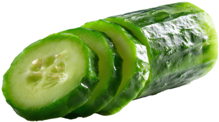 Freshly Sliced Cucumber: a close-up of a vibrant cucumber, meticulously sliced to reveal its refreshing interior. Each verdant piece offers a glimpse into a world of crisp, healthy refreshment.