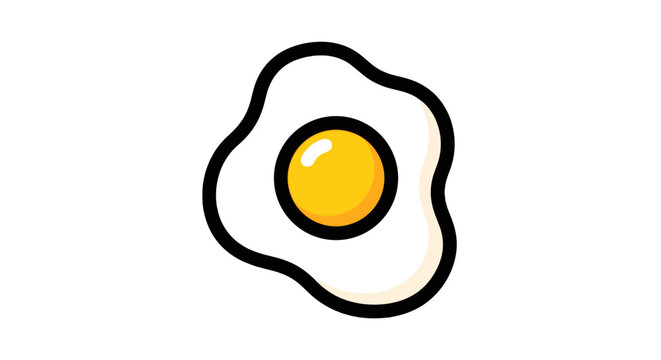 A simplistic illustration of a sunny-side-up egg on a transparent background, capturing breakfast vibes in a minimalist style.