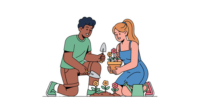 Couple gardening together. - Powered by Adobe