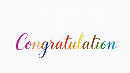 Colorful congratulation message with rainbow gradient calligraphy, perfect for cards, events and celebration designs.
