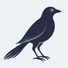 Obraz premium Simple silhouette of a crow standing on, vector illustration