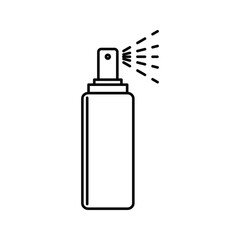 Spray bottle isolated line icon, air freshener or aerosol vector. Spraypaint or hairspray outline symbol