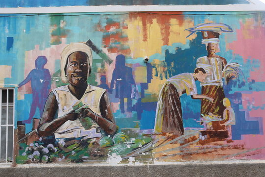 ESPARGOS, CAPE VERDE - AUGUST 16, 2025: Colorful graffiti in Espargos, capital of Sal Island