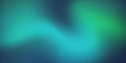 Blue teal and green abstract grainy gradient background, with noise texture effect for summer poster backdrop wide banner design