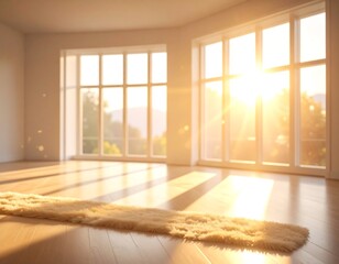 Sunlit Empty Room - Minimalist Interior Design with Natural Light.