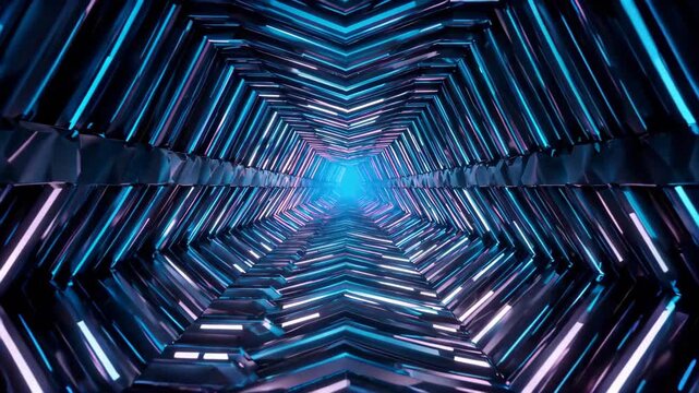 Techno Blue Light Tunnel Background Neon Tunnel Shuttle