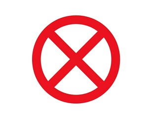 Fototapeta premium A simple illustration showcases a red circle with a diagonal cross inside, signifying prohibition. The object is isolated against a white background