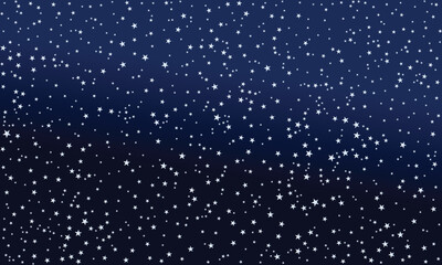 Starry Night Sky with Scattered White Stars on Deep Blue to Black Gradient. Cosmic Space Background, Astronomy, Galaxy, Celestial Universe Scene for Dreamy, Mystical, and Sci-Fi Designs