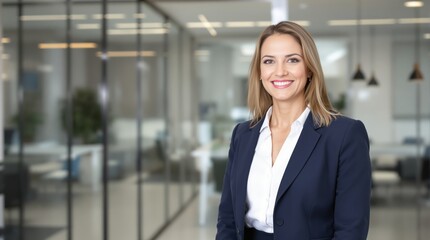 Professional businesswoman portrait in modern office setting corporate environment empowering image confident viewpoint